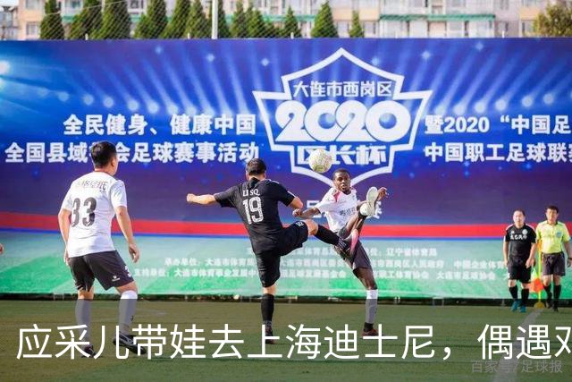 应采儿带娃去上海迪士尼，偶遇邓超，两人关系不错，站在一起热聊
